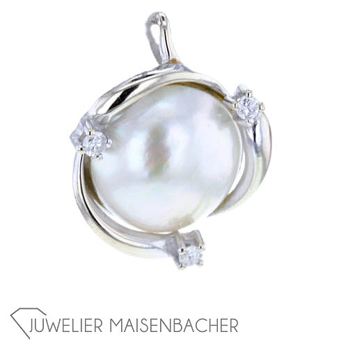 Eleganter Anhänger Südseeperle und Diamanten Gold