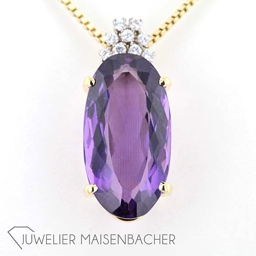 Damen Kette mit Statement Anhänger Amethyst und Diamanten