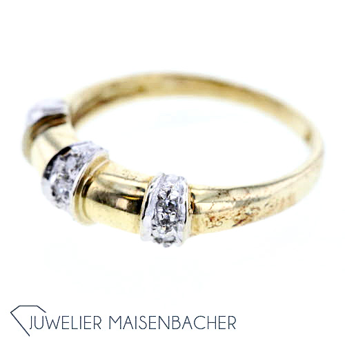 Bicolor Damen Ring mit Diamanten Ringgröße 52