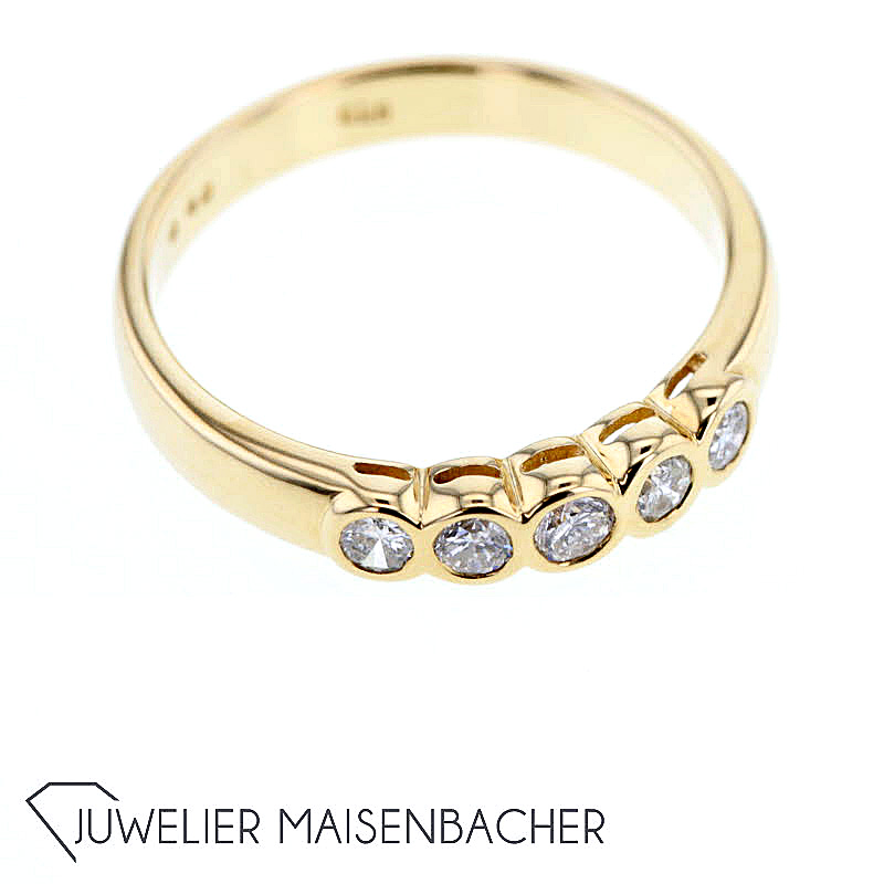 Damen Ring mit fünf Diamanten Ringgröße 58