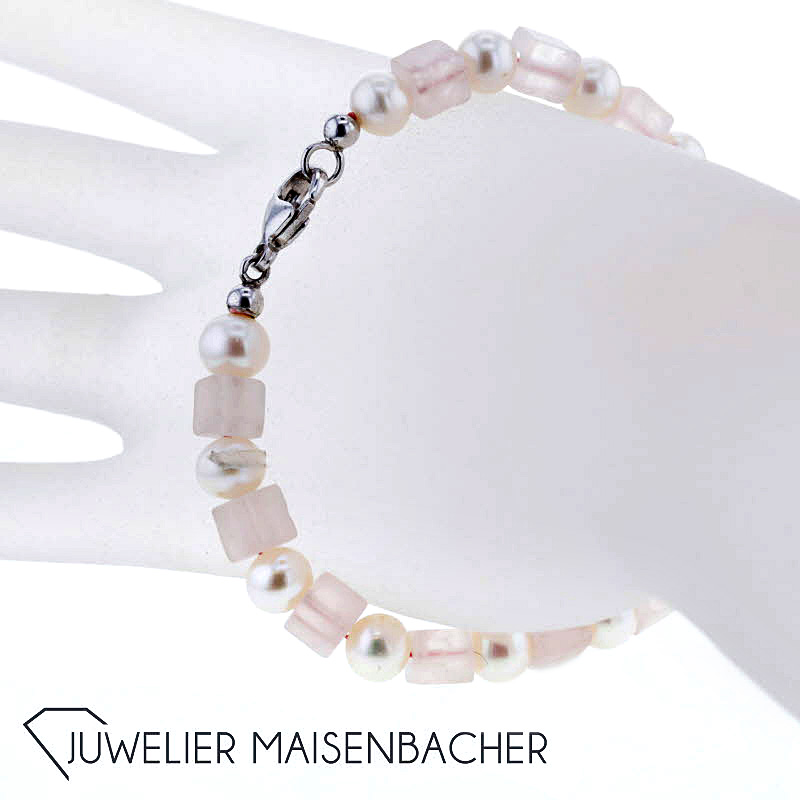 Damen Armband Rosenquarz Perle