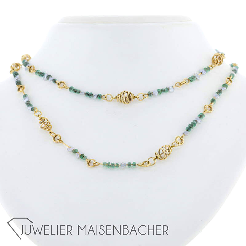 Goldschmiede Engelhardt-Nuss Collier-Kette *Smaragd*, Tragelänge 75cm