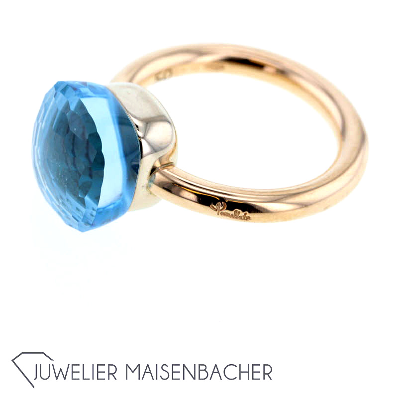 Pomellato Ring Nudo Classic *Blauer Topas*, Ringgröße 50