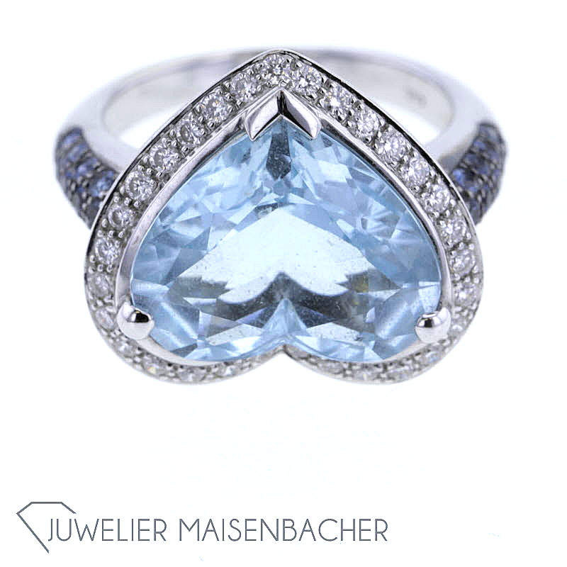 Opulenter Cocktail-Ring *Aquamarin*, Ringgröße 52