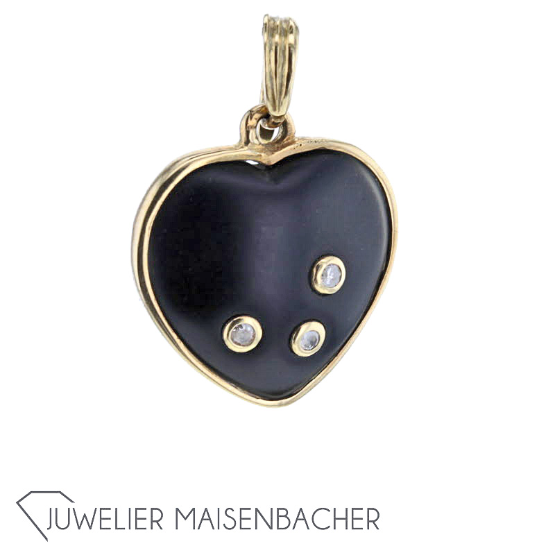 Herz-Anhänger Gelbgold *Onyx und Diamanten*