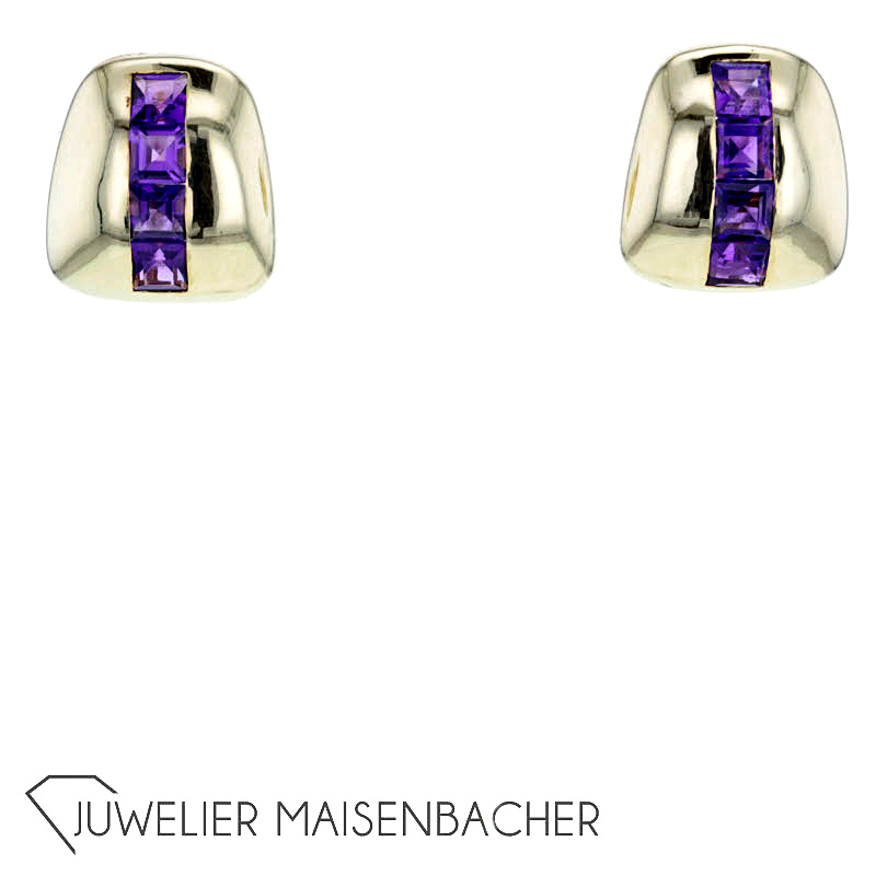 Wunderschöne Ohrclips mit Edelstein Amethyst Gold