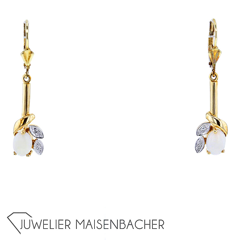 Ohrhänger Gelbgold *Opal und Diamant*