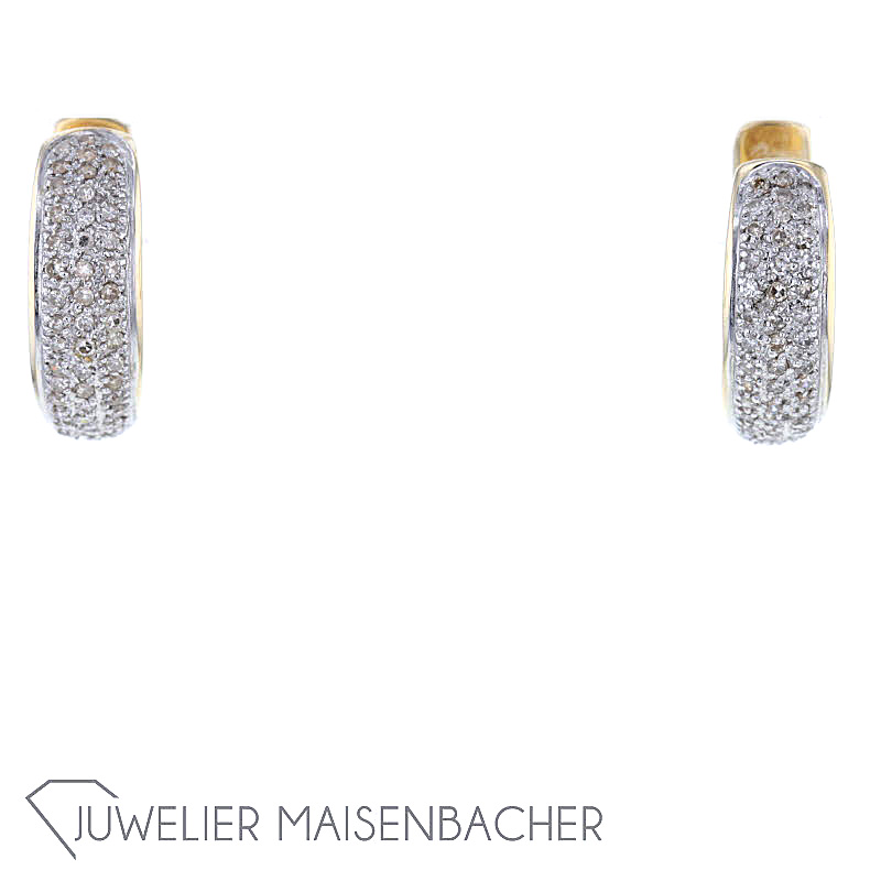 Damen Creolen mit Diamant Besatz