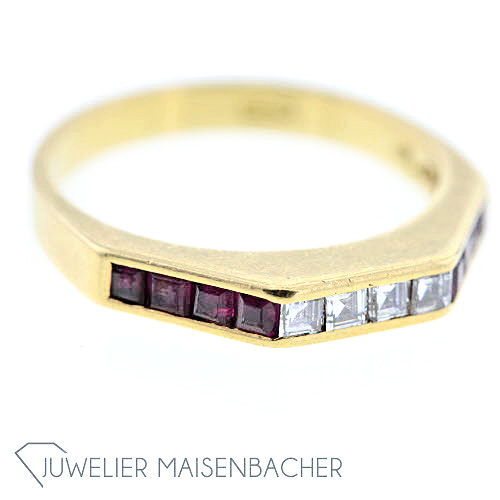 Geometrischer Damen Ring Diamant Rubin Ringgröße 57