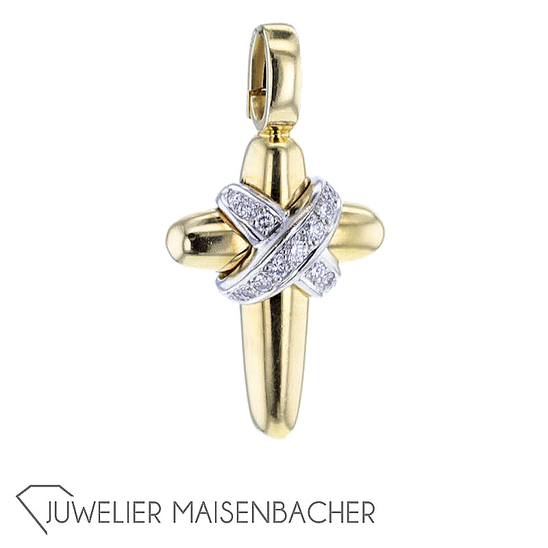 Juwelier Slaets Kreuz-Anhänger *Vario-Clip* mit Brillant Gold