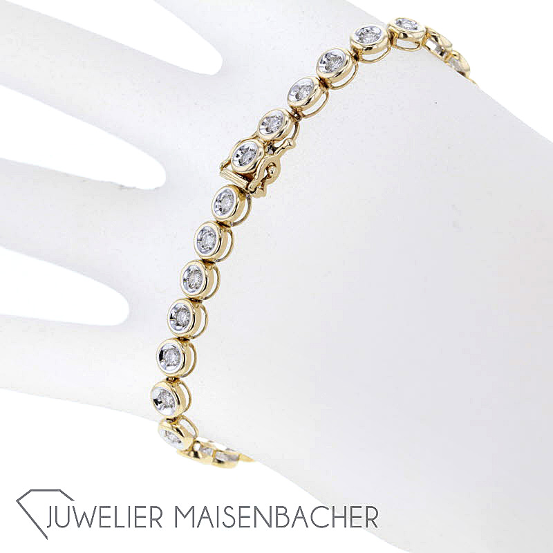 Klassisches Tennis-Armband mit 35 Brillanten, Tragelänge 19cm