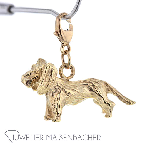 Charm Anhänger Hund Dackel Gold