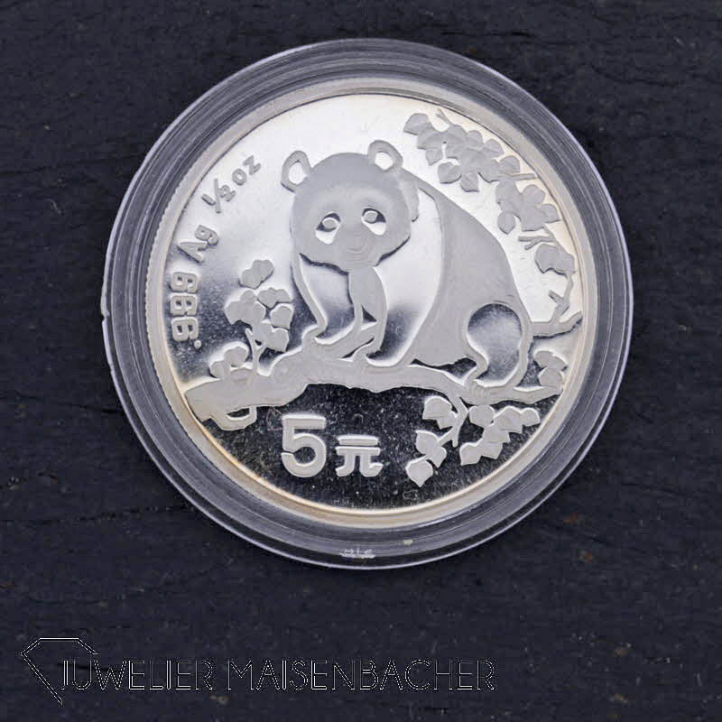 Silbermünze China Panda ½oz, 5 Yuan, 999/- Silber, 1993