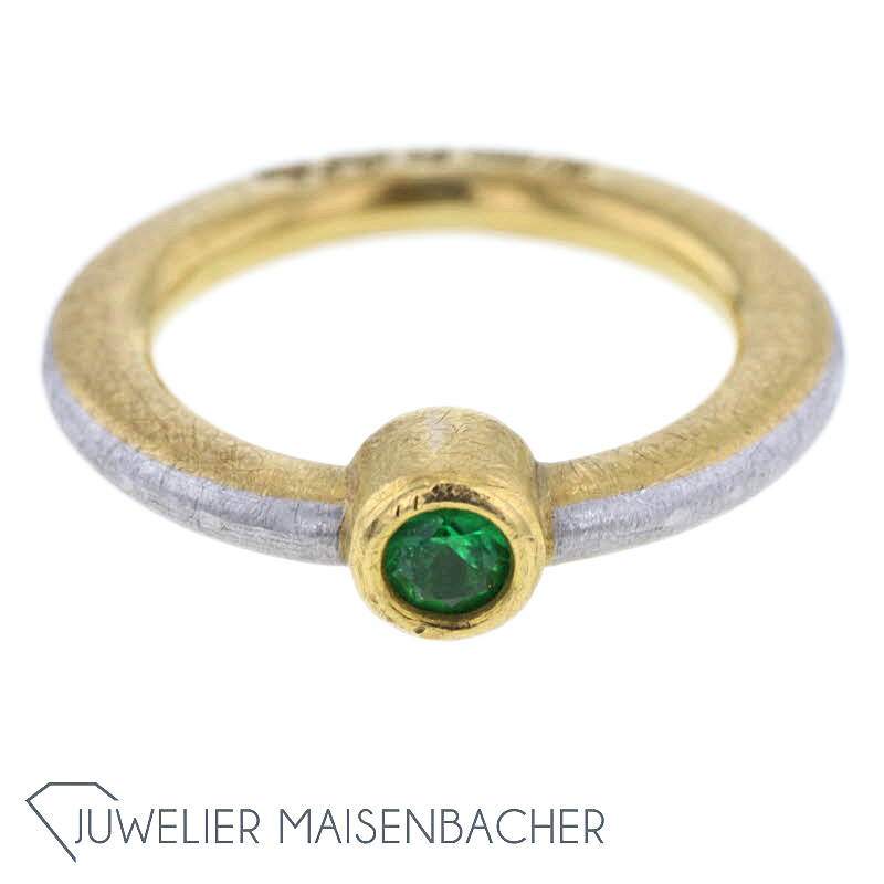 PUR Solitaire-Ring *Smaragd*, bicolor, Ringgröße 48,5