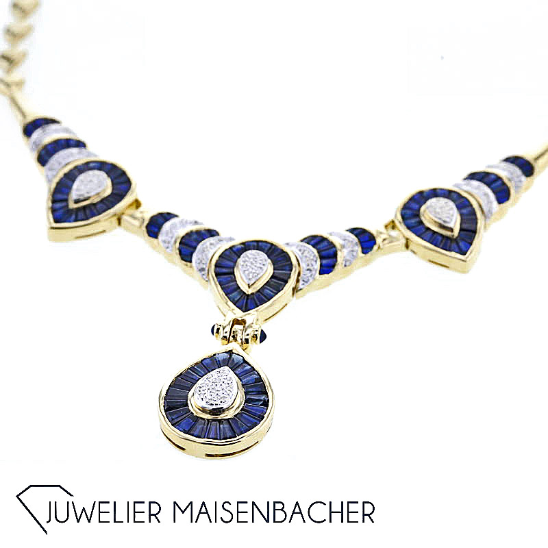 Hochwertiges *Vico Jewelry NY* Saphir Diamant Collier in Tropfenform