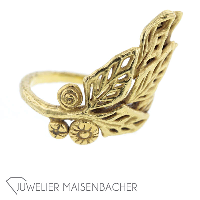 *Ebbe* Gold Ring 'Olivenzweig'