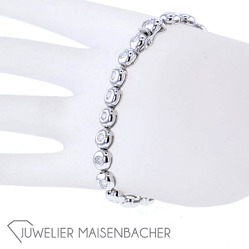 Klassisches Tennis-Armband *Halbkugel* mit 28 Brillanten, Tragelänge 18cm