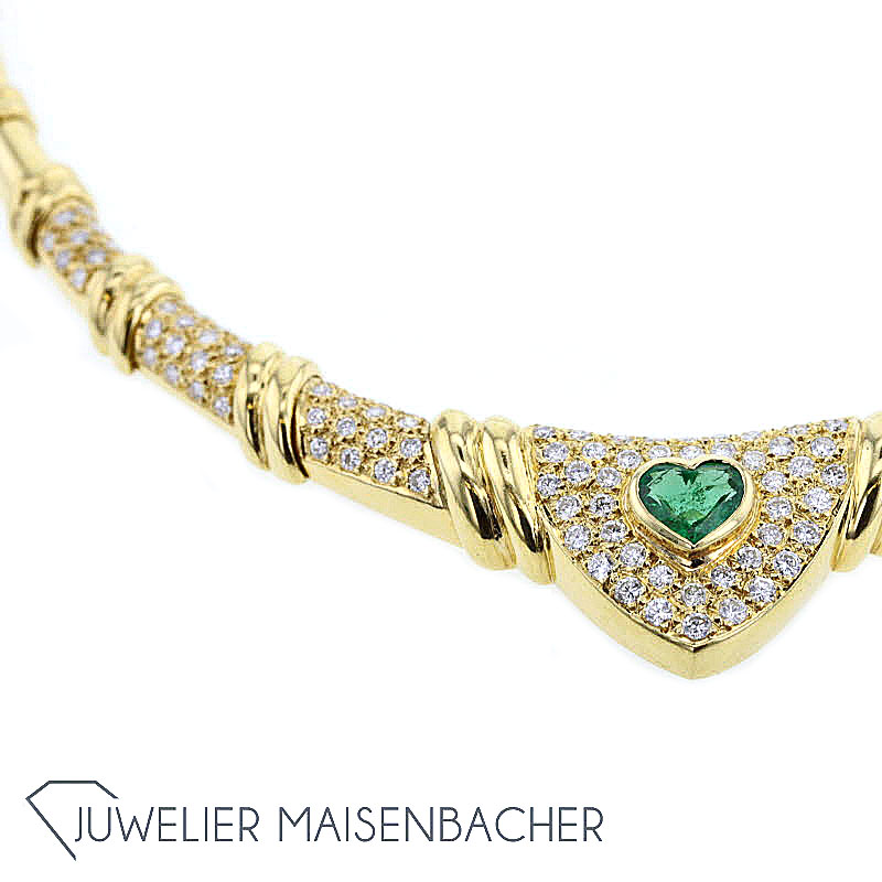 Hochwertiges Gold Diamant Smaragd Collier