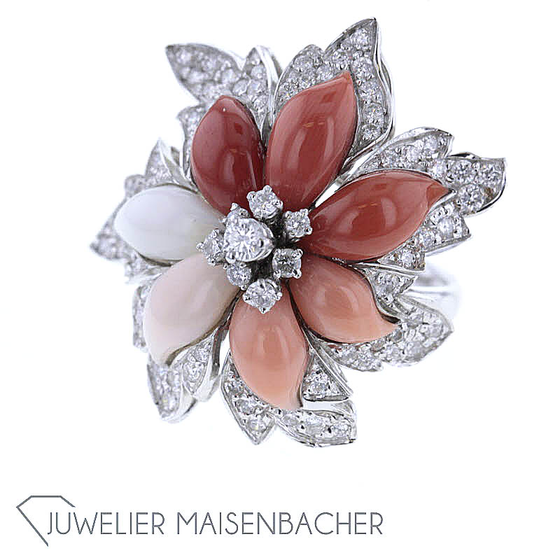 Edler *Blumen* Brillant Korallen Statement Ring