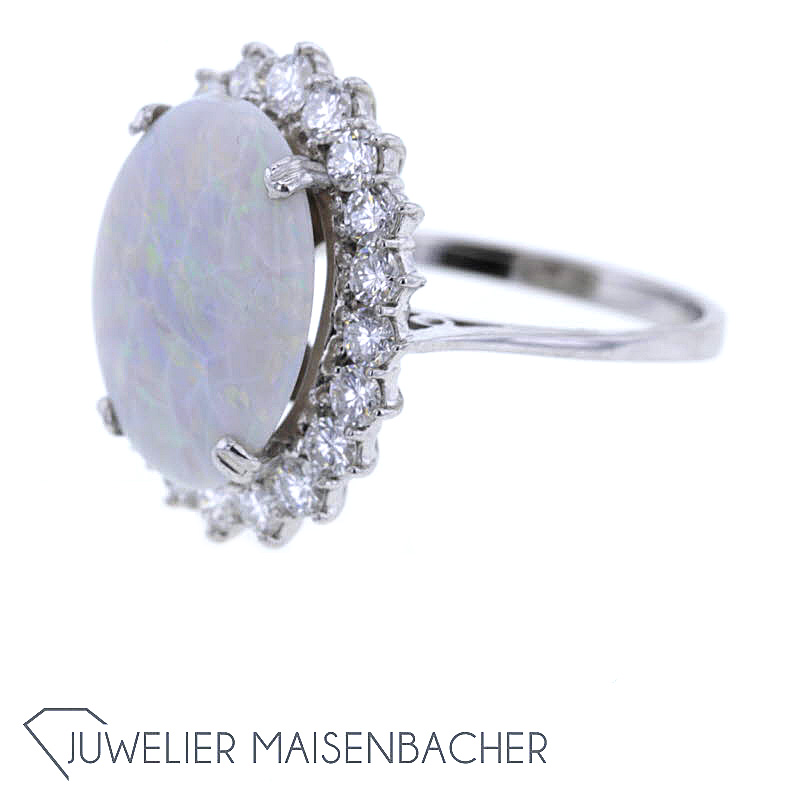 Opulenter Damen Ring Opal Brillianten Ringgröße 55