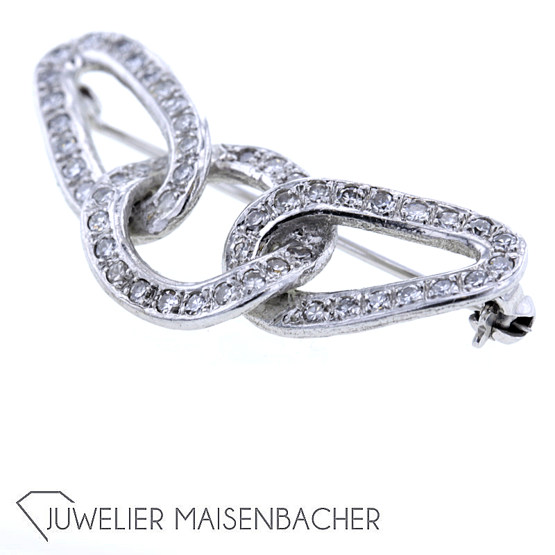 Moderne Weißgold Diamant Brosche