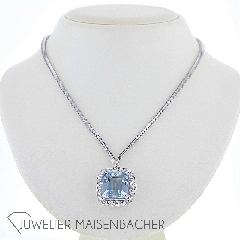 Außergewöhnliches Aquamarin Brillant Collier