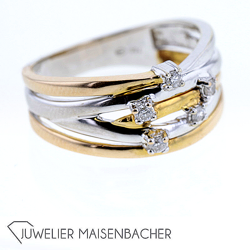 Moderner Bicolor Brillant Ring