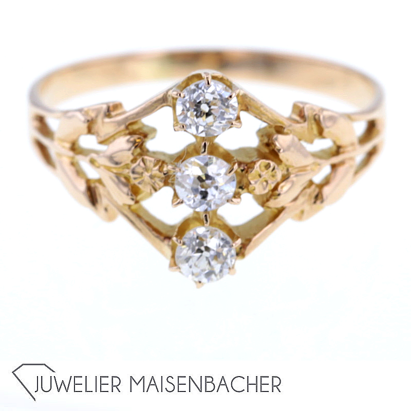 Eleganter Damen Ring mit 3 Diamanten