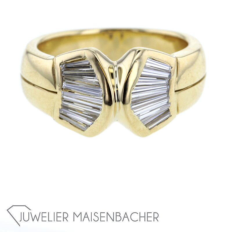 Gold Brillant Tapered Baguette Schliff Ring