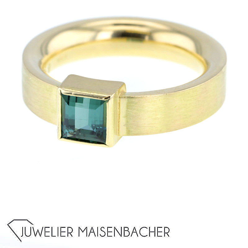 Toller Massiver Turmalin Gelbgold Ring