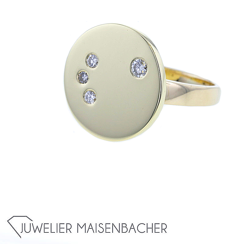 Gold Ring mit Brillant Platte