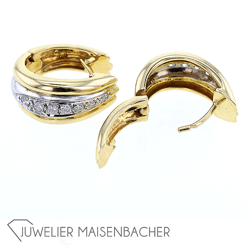 Klassische Bicolor Diamant Creolen