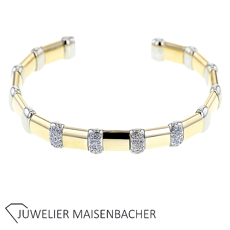 Gold Armspange mit Silber und Diamanten