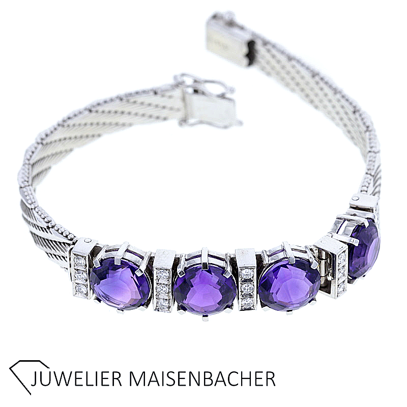 Klassisches Amethyst Diamant Armband