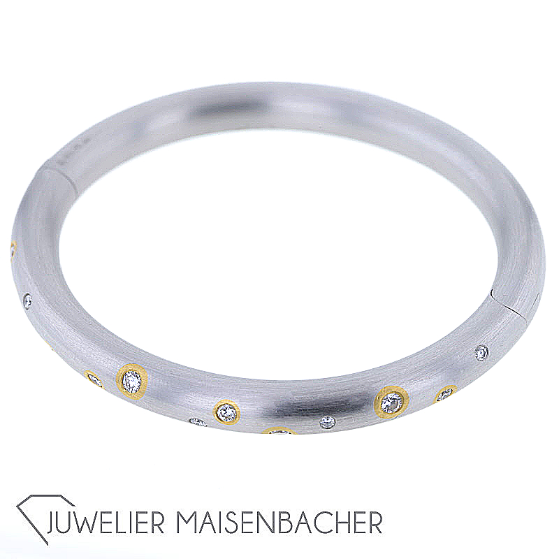 Bombierter Platin Diamant Armreif mit Goldanteil