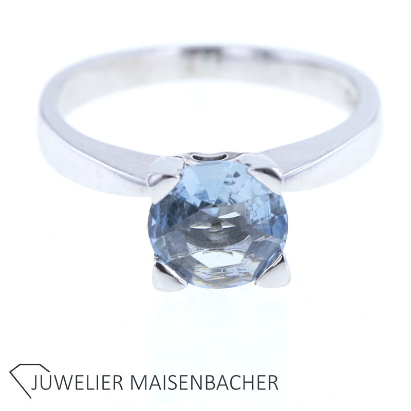 Klassischer Solitär-Ring *Aquamarin*, Ringgröße 52