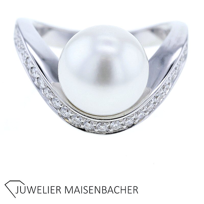 Moderner Süßwasser Perl Diamant Ring