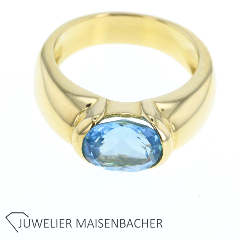 Damen Italienischer Designer Ring Blautopas