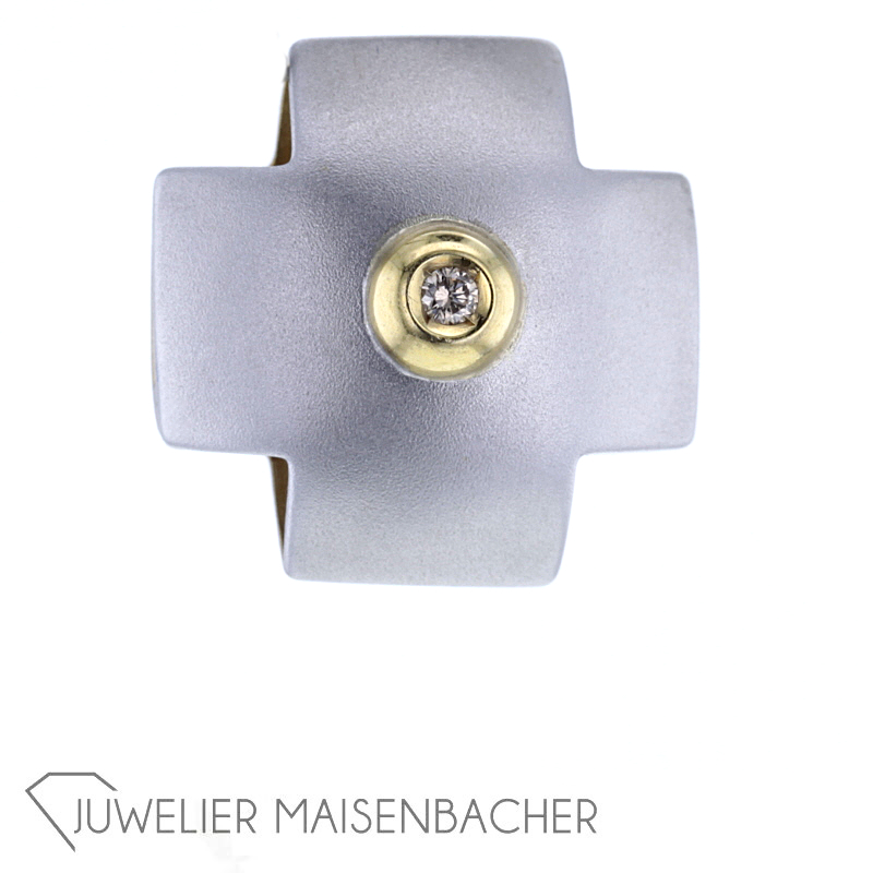 Moderner Bicolor Diamant Kreuz Anhänger