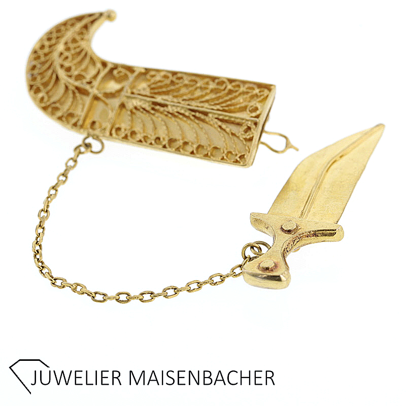 Gold Arabische Dolche Brosche