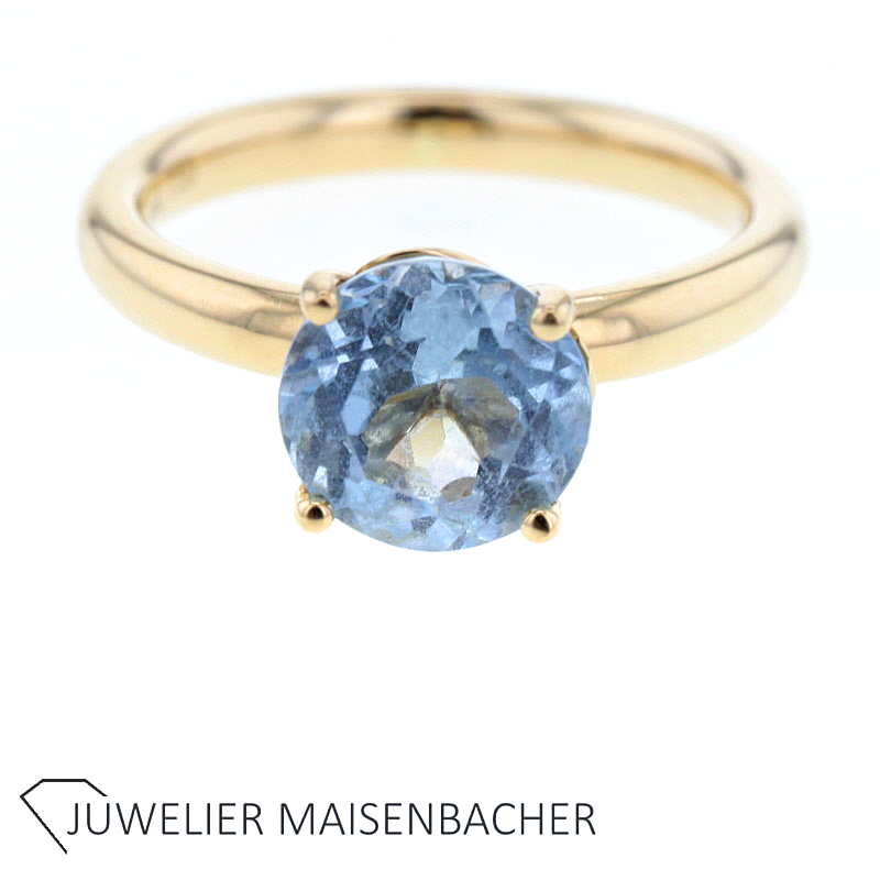 "Rüschenbeck" Wunderschöner Solitär Blau-Topas Ring Gold