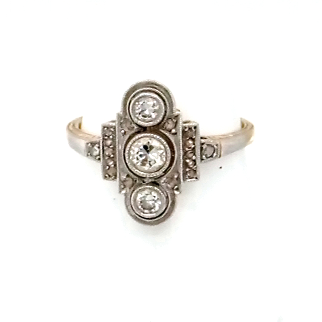 Gold Art Deco Altschliff Diamant Ring