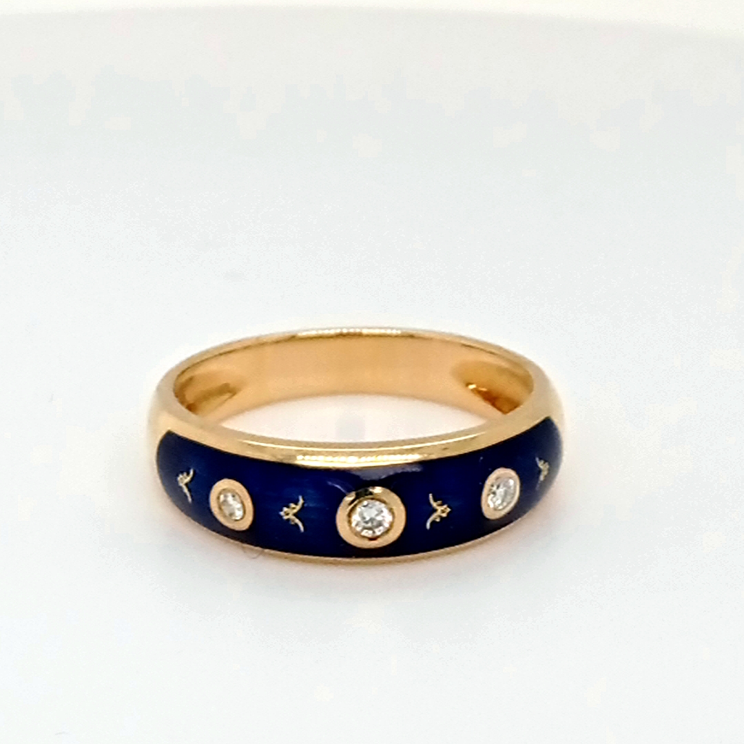 Faberge Ring in 750/ Gelbgold mit 3 Brillanten