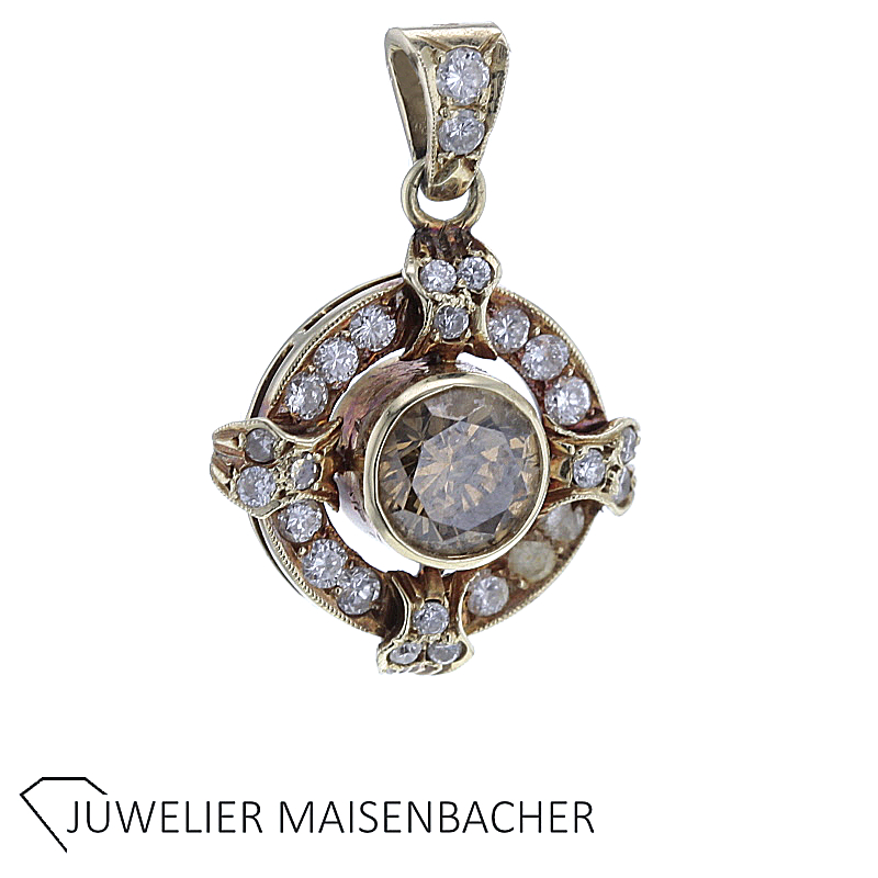 Anhänger in 585/- Gelbgold mit Brillanten