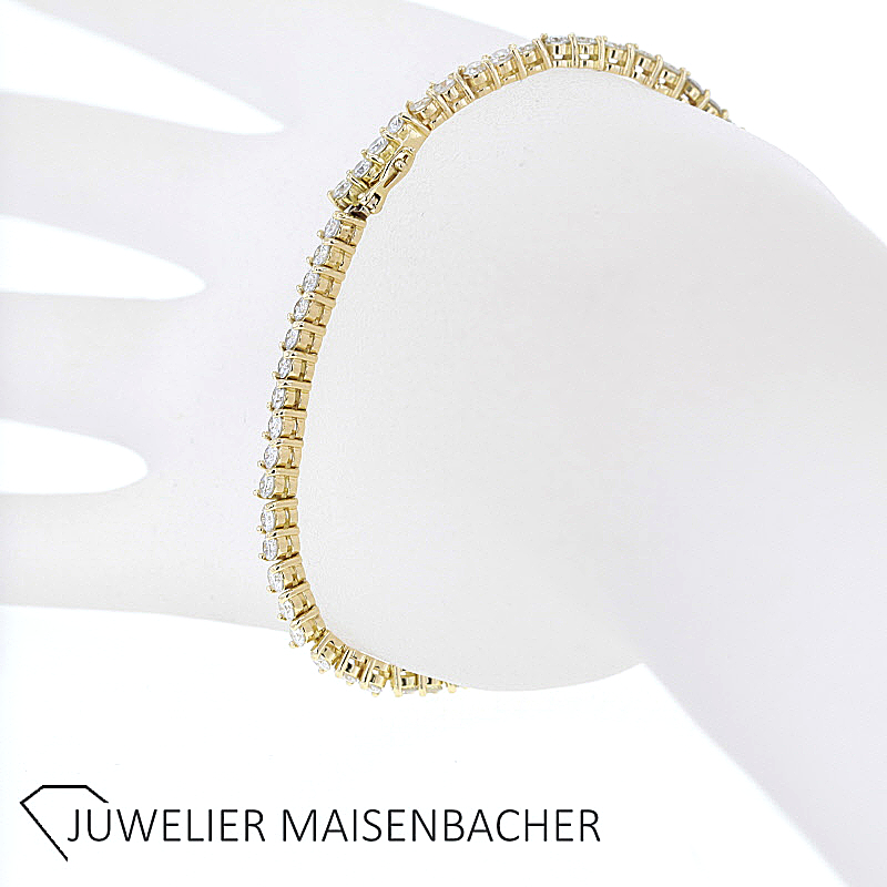 Tennisarmband mit Brillanten in 750/- Gelbgold