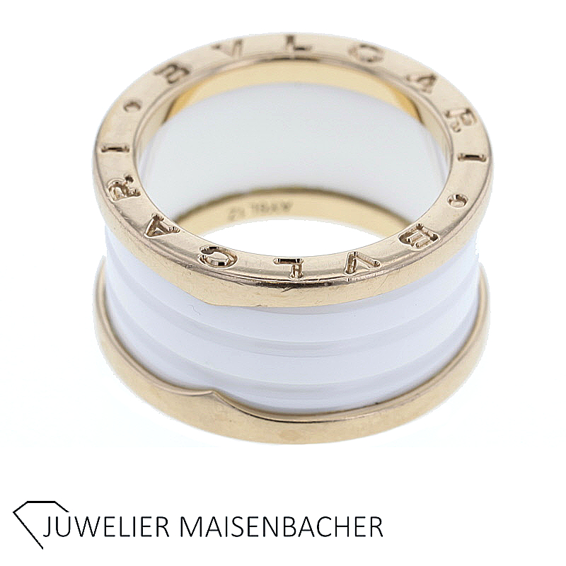 Bulgari B Zero Ring in 750/ Rosegold mit weißer Keramik