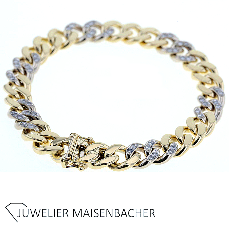 Massives Panzerarmband mit Brillanten Gold