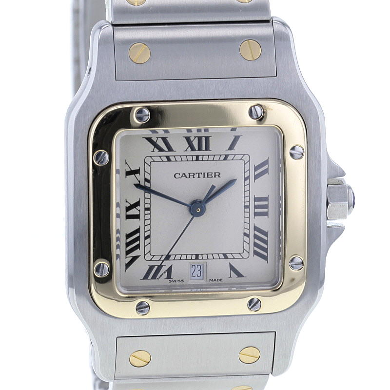 Cartier Santos Galbee Stahl / 18K. Gold, Quarz