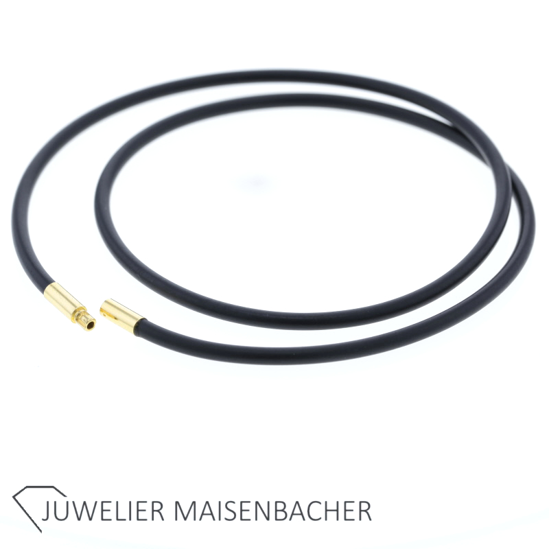 Schwarze Kautschukkette mit Bajonettverschluss Gold