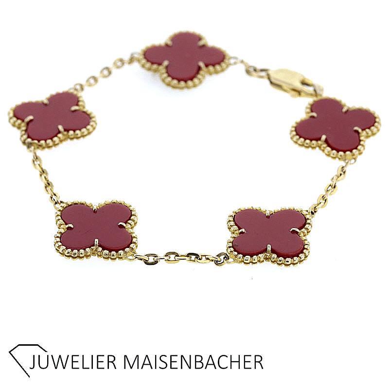 Bezauberndes Armband/Glücksarmband mit Edelstein-Einlage Karneol Gold